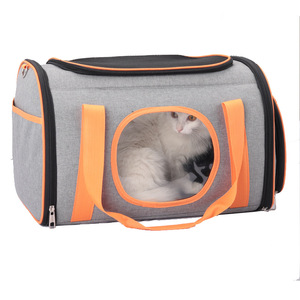 Pet <b>Carrier</b> <b>Soft</b>-Sided Polyester Orange Color Transparent Window Large Capacity Portable For <b>Cats</b> Dog Travel Bag - Product Image 3