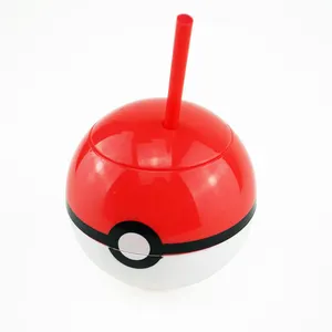 16oz & 22oz Plastic poke ball cup,summer cute ball tumbler glass with lid and straw
