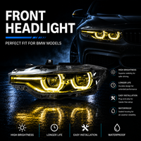 Faros LED BK para BMW F30 F31 F35 Serie 3 2012-2015, Conjunto de Faros Delanteros de Doble Color con Ojos de Ángel, Lente de Proyector Dual, Actualización de Faros