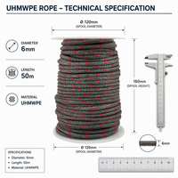 Câble de treuil synthétique Dyneema Yongxiang 6 mm UHMWPE, bobine de 50 m, 12 brins, haute résistance, pour remorquage ATV UTV tout-terrain