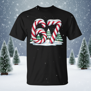 67 Candy Canes Snow Winter Wonderland T-Shirt - Product Image 3