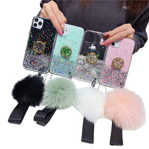 Custodia Morbida in TPU con Polvere Scintillante di Lusso, Supporto e Pompon per <span class=keywords><strong>iPhone</strong></span> X, Xr, <span class=keywords><strong>Xs</strong></span>, 11, 12, 13, 14, 15, 16, 17 Pro Max - Product Image 1