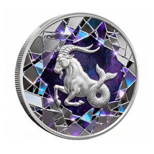 Moneta Commemorativa <span class=keywords><strong>Capricorno</strong></span> in Rame Puro 999 da 1oz con Specchio Geometrico Intricato Effetto Frantumato e 12 Segni Zodiacali sul Retro - Product Image 1