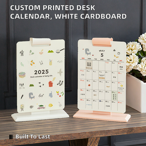 Oem/ODM Tùy Chỉnh In Ấn Lịch 300G Các Tông Màu Trắng Ghi Trang Ít Tươi Bàn Lịch Với Đồng Hồ - Product Image 2