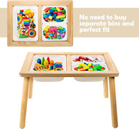 Mesa de Madera Multifuncional Moderna para el Aprendizaje Sensorial de los Niños, con Caja de Almacenamiento, Forma Cuadrada, 2 Plazas, para Uso Escolar y en el Dormitorio