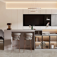 Cuisine modulaire personnalisée de style Shaker moderne en stratifié écologique avec plan de travail en marbre artificiel, évier et robinet