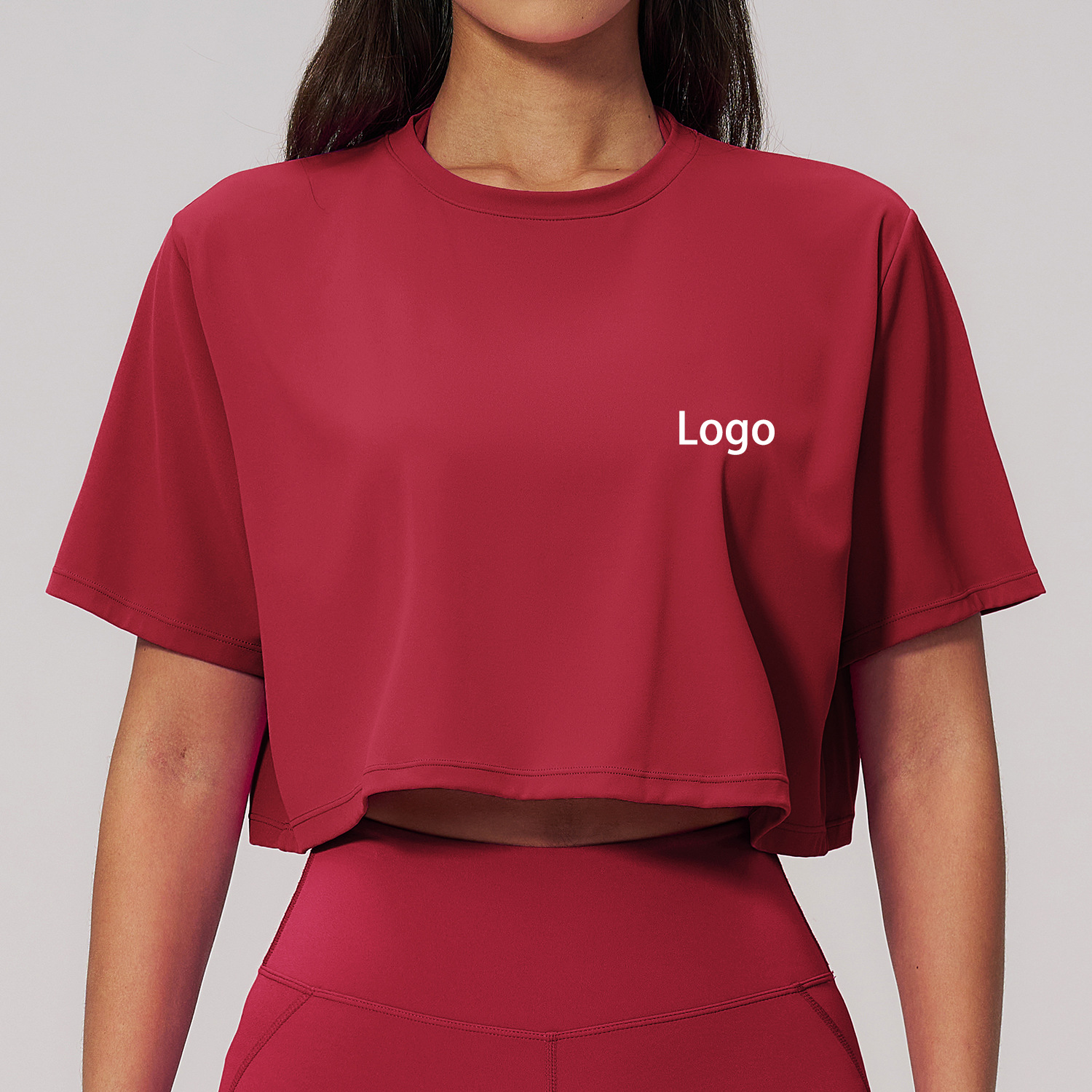 Hot Sale Cropped Loose Casual Yoga Top Breathable Crew Neck Yoga Running Sports Women's t Shirt Plain Blank Wholesale Quick Dry