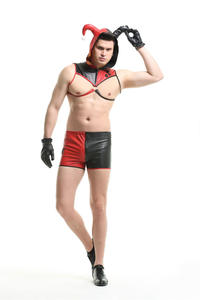 Costume de <span class=keywords><strong>clown</strong></span> noir et rouge pour fête d'Halloween, déguisement sexy de cirque, cosplay pour adulte - Product Image 3