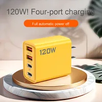 Chargeur à Charge Rapide Multi-Ports 4-en-1 120W Double TYPE-C + Double USB avec Utilisation Casque pour Téléphones Mobiles Vente en Gros JP