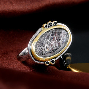 Anello vintage boho in pietra bicolore per donna, gioielli eleganti e alla moda - Product Image 2
