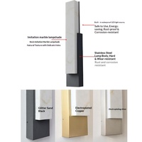 Applique murale extérieure moderne en acier inoxydable finition marbre, étanche IP65, LED en forme de longue bande pour patios, villas, cours et murs