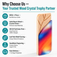 Trofi Kristal Kayu Solid Kreatif Kustom dengan Cetak Warna Desain Warna Pohon untuk Penghargaan Kinerja Korporat dan Medali Penghargaan Karyawan Tahunan
