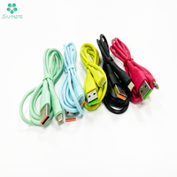 Kabel Data pengisi daya USB mikro 5Pin V8, 1M Android 2.0 warna-warni nilon kepang kabel USB mikro untuk ponsel