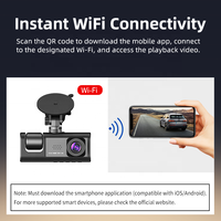 3 Lensa Black Box HD 1080P Dashcam Depan Dalam dan Belakang 3 Kanal DVR Kendaraan dengan Layar LCD 2 Inci Kamera Mobil