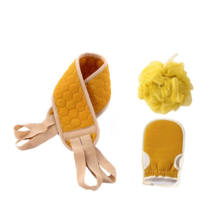 Venta al por mayor de fábrica, 3 uds., juego de toallas de baño para limpiar la piel, Bola de ducha suave y guantes Exfoliantes corporales, toalla - Product Image 1