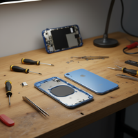 Coque arrière pour XR, bleue, en PC, compatible avec la charge sans fil, pièce de rechange pour téléphone portable