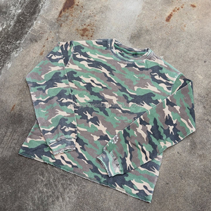 Camiseta térmica de manga larga completa para hombre, con estampado digital personalizado, hombros caídos, corte holgado, tejido gofrado y camuflaje. - Product Image 1