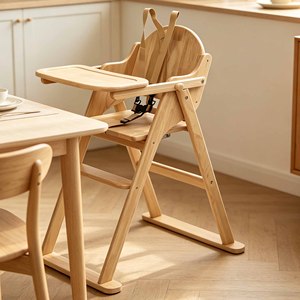 Chaise haute pour bébé en bois de chêne, pliable, chaise haute en bois massif pour enfants, pour restaurant et usage domestique - Product Image 5