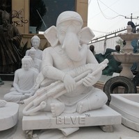 BLVE Venta al por Mayor de Estatuas de Ganesha de Tamaño Real, Decoración Religiosa India, Estatuas de Ganesha de Mármol Blanco