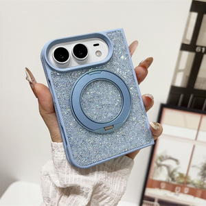Funda de lujo con marco de diamantes, plegable, magnética, con soporte, para iPhone 18 Duo, con purpurina, anillo brillante y cubierta trasera de PC. - Product Image 6