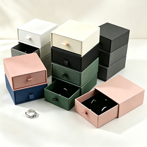 Wholesale Factory Custom logo Packaging Case Gift <b>Ring</b> Necklace Box Paper Green Blue <b>Storage</b> Drawer Jewellery Box - Product Image 5