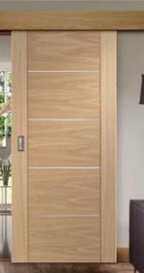 Nouveau design de <span class=keywords><strong>porte</strong></span> de grange coulissante en bois massif de style ferme écologique avec bande de garniture - Product Image 4