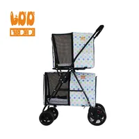 Double jumeaux Fabrication poussette pour animaux de compagnie pliante extérieure transporteur chien chat voyage poussette chariot