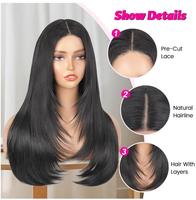Vente en gros perruque pré-plumée perruque de cheveux coupe superposée droite 13*4 sans colle HD pleine dentelle frontale 100% perruques de cheveux humains pour les femmes noires