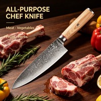 Damascus keukenmes met decoratieve rivet & houten handvat Gyuto mes voor thuis koken van gastronomische gerechten