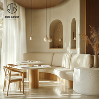 Ensemble de mobilier de café-restaurant rond en marbre blanc : banc, canapé, banquette, chaise, table