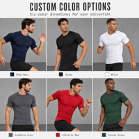 T-shirt de sport pour homme, coupe ajustée, en polyester recyclé et élasthanne, séchage rapide, perforations laser, fabrication OEM sur mesure.