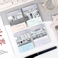 Mini Diario de Bolsillo con Diseño de Edificios Vintage, Cuaderno Encuadernado con Pegamento, Páginas Interiores Rayadas, Personalizable al por Mayor para Regalo Estudiantil