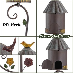 Venta al por mayor 56 "de altura al aire libre hierro pájaro baño pajarera poste Base jardín adornos pájaro alimentador Estaca de pie Birdbath pájaro casa - Product Image 5