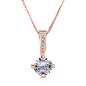 OL Style Ladies High Quality Copper Jewelry AAA+ Round Big CZ Diamond Pendant Necklace N426-M