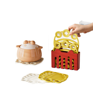 Tapis isolant thermique en silicone crémeux, épais, antidérapant, pour cuisine, dessous de plat, dessous de vaisselle, double face, couleur unie - Product Image 5