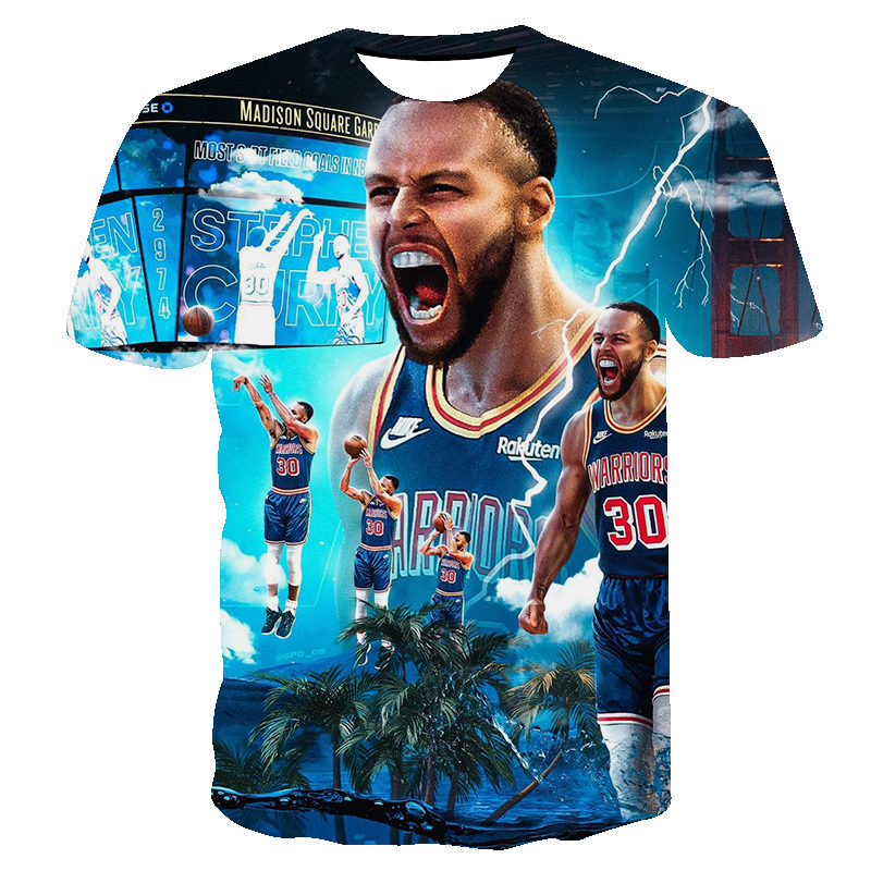 Ücretsiz kargo son moda Stephen Curry No. 30 baskılı 3 pointer kayıt tutucu yüksek kaliteli erkek basket topu T-shirt