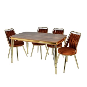 Juego de Comedor Moderno, Superventas, Duradero, Estilo Europeo, 4 Plazas, Expandible, con Tablero de Aglomerado, Vidrio Templado y Patas de Metal - Product Image 1