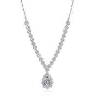 Collier en argent 925 pour mariage, bijoux en moissanite, pendentif tournesol en moissanite en forme de goutte d'eau, maillons en forme de O