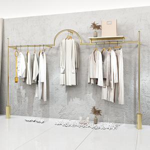 Abbigliamento in acciaio inox Display a parete Rack appendiabiti a parete in oro a parete cremagliera abbigliamento per negozio di vestiti - Product Image 1