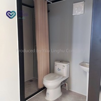 Unité combinée WC et douche portable en structure acier moderne, salle de bain mobile tout-en-un avec cadre renforcé