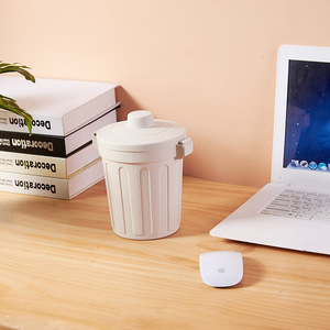 Mini Desktop Trash Can With Lid PP Cylindrical Office Waste Bin Minimalist Style Storage Bucket For Desk Use - Product Image 1