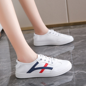 Ladies Round Toe Simple White Shoes Fashion Trend <strong>Women</strong> Casual Walking Shoes Lace up Shallow Mouth Convenient Ladies <strong>Trainers</strong> - Product Image 2