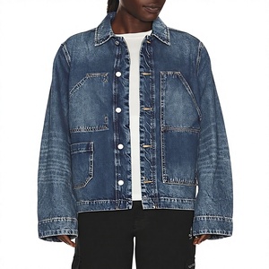 Veste en jean unisexe avec col rabattu, fermeture boutonnée, manches classiques, couleur unie, délavée, style décontracté pour l'automne - Product Image 1
