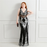 16067-S #2020 Nouveau style Robe de soirée en maille à paillettes avec pompon ordre Robe de grande taille pour femme grosse manche épaule dénudée