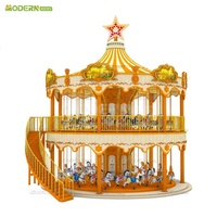 Carrusel de Doble Piso con 38/48 Asientos, Atracciones de Feria, Certificado CE, Equipo de Diversión