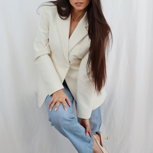 Thiết kế mới thời trang giản dị chính thức nút duy nhất dài tay áo blazer tay áo độn vai thoải mái phù hợp với giản dị blazering - Product Image 4