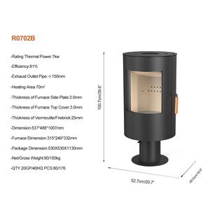 Nouveau R0702B 7KW Poêle à <span class=keywords><strong>bois</strong></span> rond à combustion réelle avec entrée <span class=keywords><strong>d</strong></span>'<span class=keywords><strong>air</strong></span> réglable, poêle à <span class=keywords><strong>bois</strong></span> pour le chauffage intérieur avec CE - Product Image 3