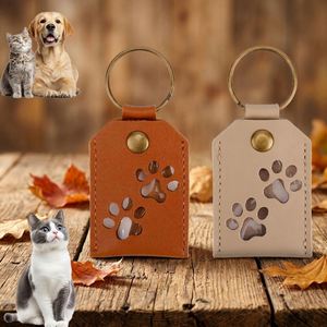 Dog Fur Storage <b>Keychain</b> Cute PU Leather Pet Hair Storage Keychains Memorial Keepsake Decor for Puppy Cat - Product Image 1