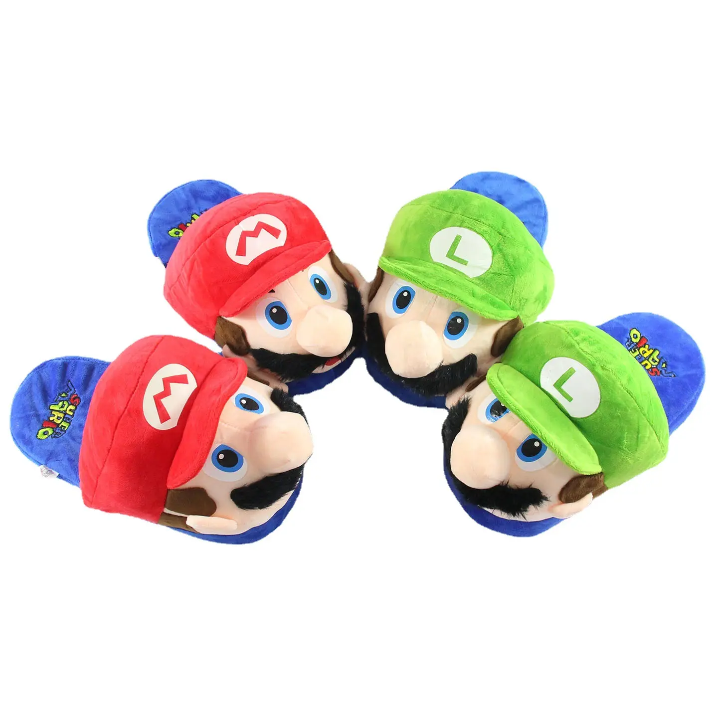 Cartoon Mario Plush Slippers Home Shoes Anime Character Mario Bros House Plush Warm Slippers