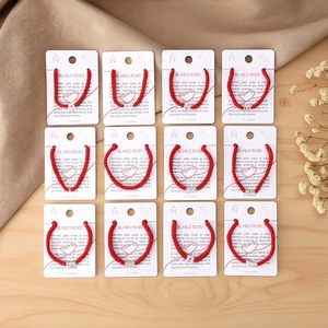 Bracciale in acciaio inossidabile con corda rossa intrecciata a mano, set da 12 pezzi per gioielli da donna alla moda - Product Image 3